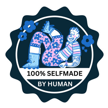 100 percent self made human made funny sticker