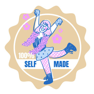 100 percent self made human made beige sticker