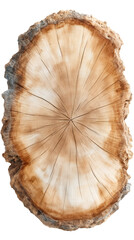 A high-quality tree stump cutout isolated on a white background with natural bark texture and growth rings. Ideally prepared for commercial use: absolutely no shadows or reflections, no floor contact,