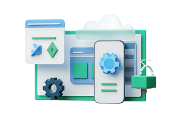 desktop smartphone app development cloud computin isolated on white background, png, ai generated