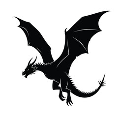 Powerful black dragon soaring through the sky fantasy creature silhouette