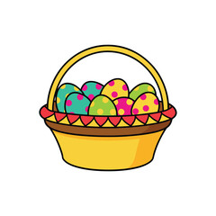 Cartoon Basket with Pink Bow Outline Vector Clipart Simple Decorative Hand-Drawn Design Element for Spring Gifts