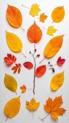Obraz premium Creative season layout of colorful autumn leaves and branches