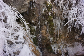 Snowy Mountains of Azerbaijan with Morning Fog