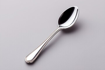 Elegant Silver Spoon on Gray Background