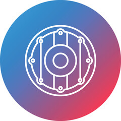 Wood Shield Line Gradient Circle Background Icon