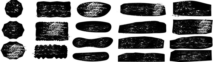 Organic brush strokes with grungy textures in black color with abstract watercolor stains and hand painted shapes.