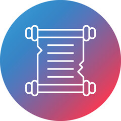 Scroll Paper Line Gradient Circle Background Icon