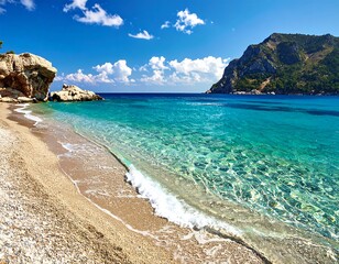 Beautiful beach scene with crystal-clear turquoise water