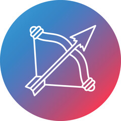 Bow Arrow Line Gradient Circle Background Icon