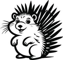 Stylized porcupine with exaggerated spines, bold cartoon style 2