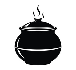 Illustration of a closed pot with steam