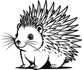 Stylized porcupine with exaggerated spines, bold cartoon style