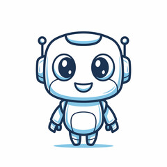 Cheerful Cartoon Robot with Antennae and Rounded Body Design.
