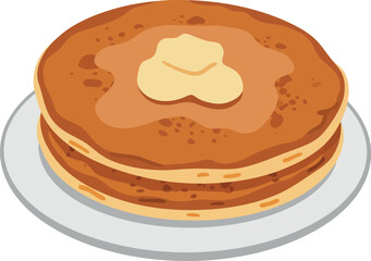 Fluffy pancakes with butter and syrup breakfast food illustration vector