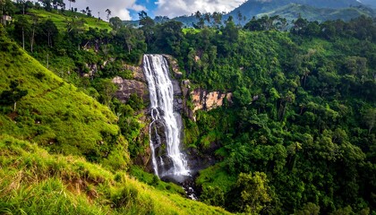 Sri Lanka Waterfall Landscape.