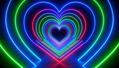 Heart-shaped neon tunnel