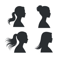 Silhouettes of Women's Hairstyles Different Female Haircuts Styles Vector Isolated