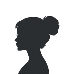 Clean Woman Bun Hairstyle Silhouette Black Vector Illustration