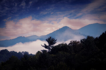 Mist Setting in on the Blue Ridge Mountains, North Carolina