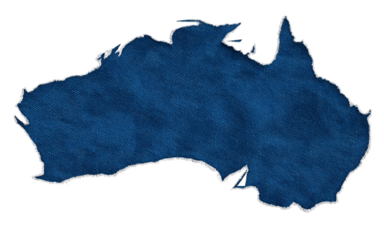 Australia shape textured blue fabric isolated on a transparent background