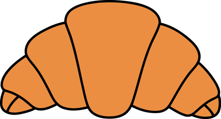 Golden croissant illustration breakfast pastry french bakery food icon vector