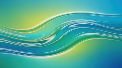 Smooth Blue and Green Wavy Abstract Background with Light Streaks