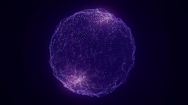 Technology blue sphere with connecting dots and lines. Digital abstract network structure. 3D rendering.