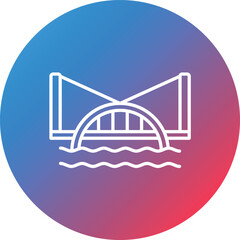 Water Bridge Line Gradient Circle Background Icon