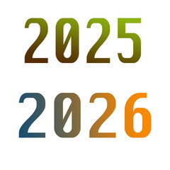 2025 and 2026 Transition with Modern Gradient Colors and Slashed Zero