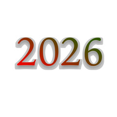 2026 Gradient Red and Green with Drop Shadow on Grey