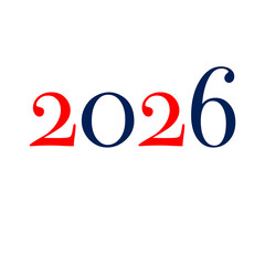 2026 in Bold Red and Navy Blue Serif Font