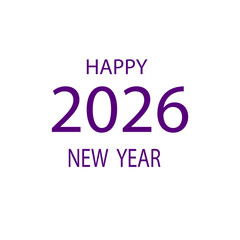 Happy 2026 New Year Bold Purple Typography Greeting