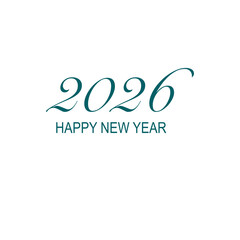 Happy New Year 2026 Elegant Script Typography in Teal