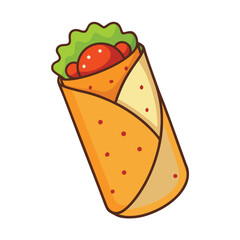 Simple flat color vector art of a burrito food mexican food