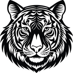 Vactor Silhouette Of A wild Tiger Head 