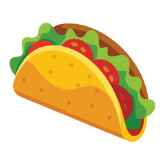 Simple flat vector taco with lettuce and tomato mexican food