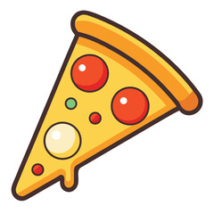 Yellow pizza slice with red and green toppings food