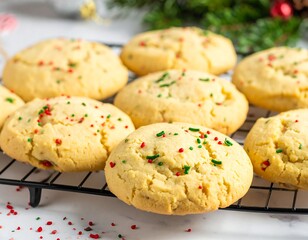 Holiday cookies on a wire rack
