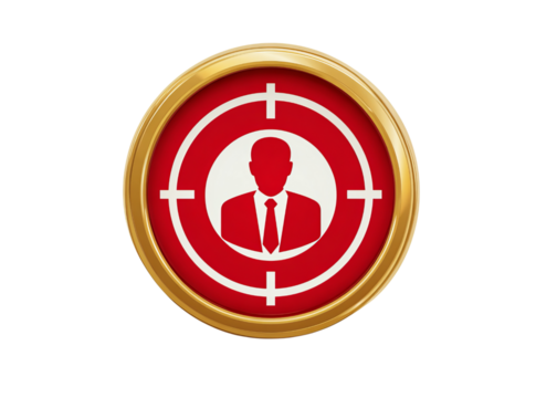 Target icon with businessman silhouette isolated on a transparent background