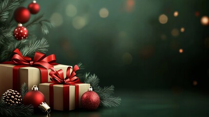 Sparkling Dark Blue Glitter Background with Festive Holiday Elements for Product Display