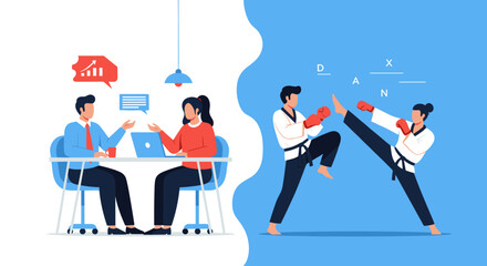 Comparing business collaboration and martial arts training effectively.