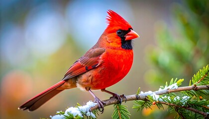 Beautiful cardinal perched on a branch