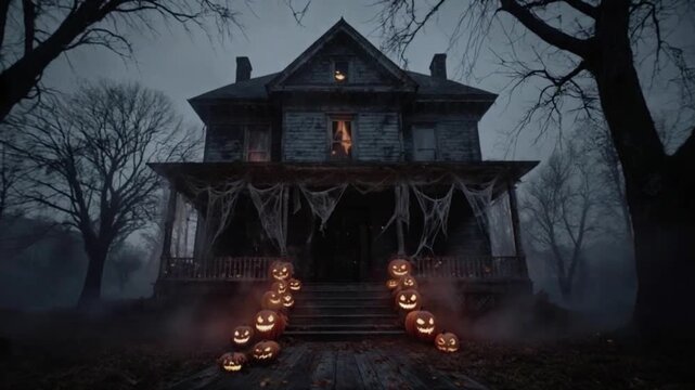 Ultra Realistic Haunted House with Halloween Decorations and Monsters