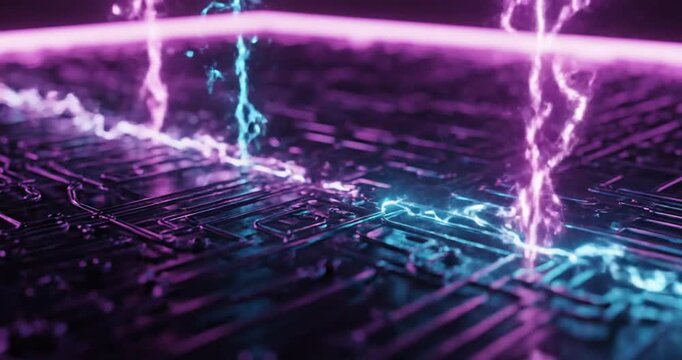 Electric Streaks on Circuit Board in Dark Environment