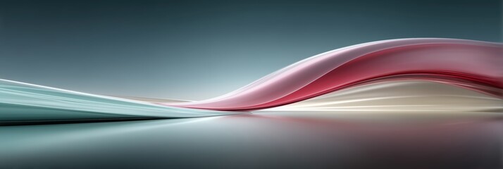 Fototapeta premium Minimalist metallic wave in silver and rose tones for premium product design. 