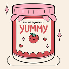 Delightful jar of homemade jam with natural ingredients, perfect for branding, food blogs, and product mockups, radiating sweetness and charm