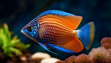 Aquarium Fish Chromis Butterfly Mikrogeophagus