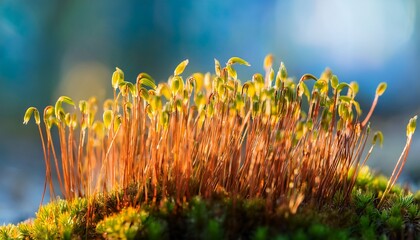 Group Of Moss Seed Sprouts In Springtime