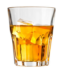 Whiskey drink in old fashioned glass with ice